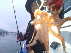 삼천포 임금호 돌문어 씨알마릿수 내일7자리여유 있습니다  선상낚시로 잡은 물고기 조황