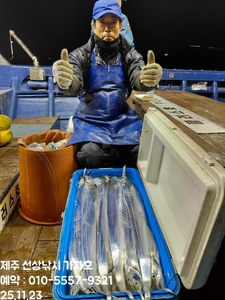 << 제주가자호>선상낚시 전문> 11월 22일 야간갈치 선상낚시로 잡은 물고기 조황