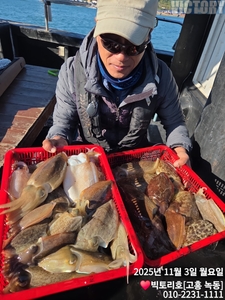 녹동[빅토리호]11/3 갑오징어 조황 선상낚시로 잡은 물고기 조황