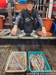 제주왔어호(9.77톤) 6월 22,23일 야간오징어 조황 선상낚시로 잡은 물고기 조황