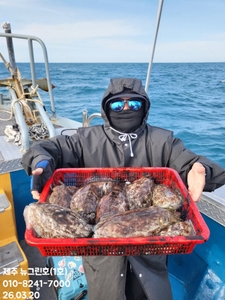 [[제주 뉴그린호(1호) 3월 20일 갑오징어조황]] 선상낚시로 잡은 물고기 조황